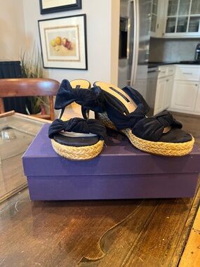 Stuart Weitzman Blue Suede Platform Sandals Size7.5